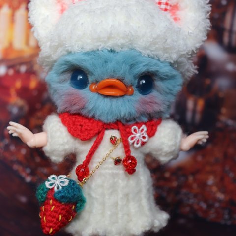 創作ドール　可動ボディ　アヒルちゃん　人形　ブライス　友達　アートドール　クリスマス　鳥　