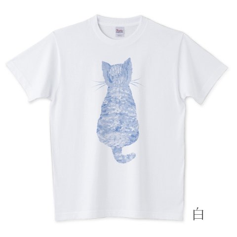 かわいい子猫とバーベナＴシャツ　ブルー　全３色　サイズ多数　受注制作