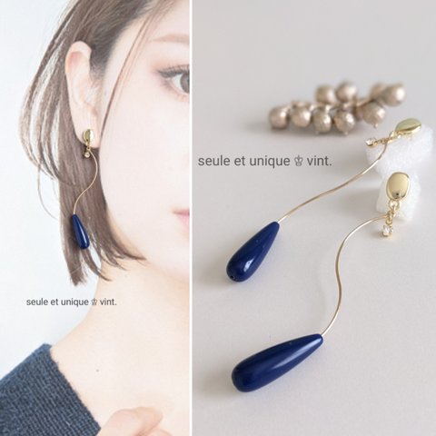 seule et unique ♔ vint.『 Vintage Beadsのゆらぎ SVポストピアス』