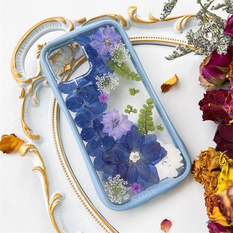 紫陽花iFace風押し花スマホケース*全機種対応*手帳型*iPhone15*iPhone15Pro iPhone15plus iPhone14 iPhone14Pro iPhone14plus