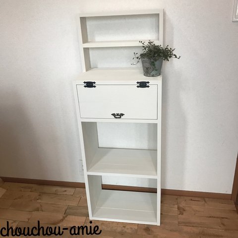 display　shelf　cabinet　ｈ120　電話台・FAX台にも… 上段飾り棚付きキャビネット