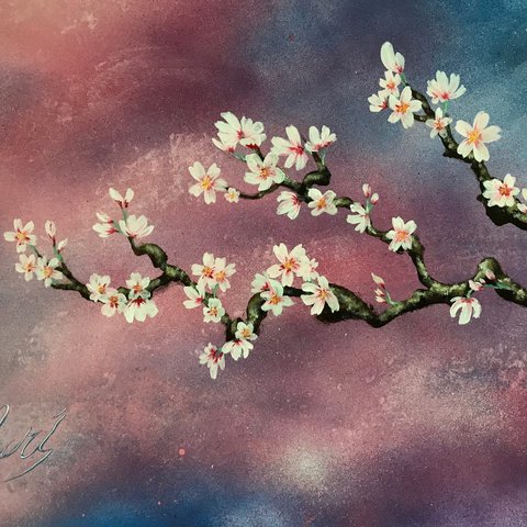 スプレーアート作品「桜七分咲き」