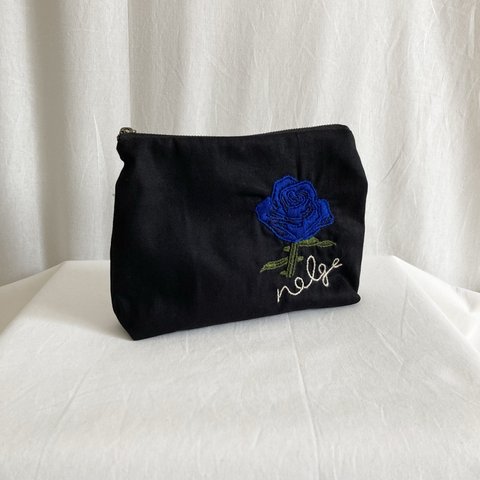 Rose embroidery pouch