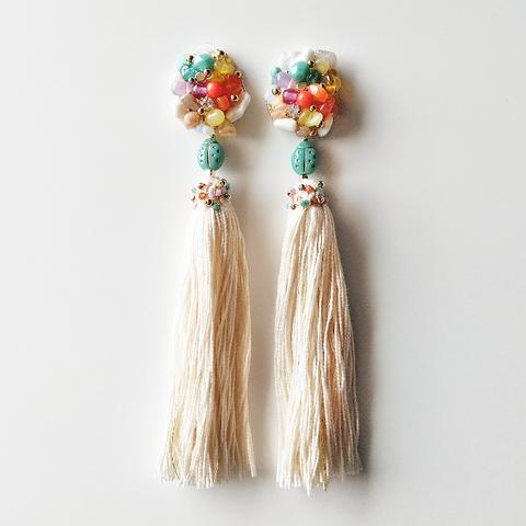 ns & Czech beads+long tassel＊【White jade / Rose Quartz / Amazonite / Yellow opal / and more...】＊