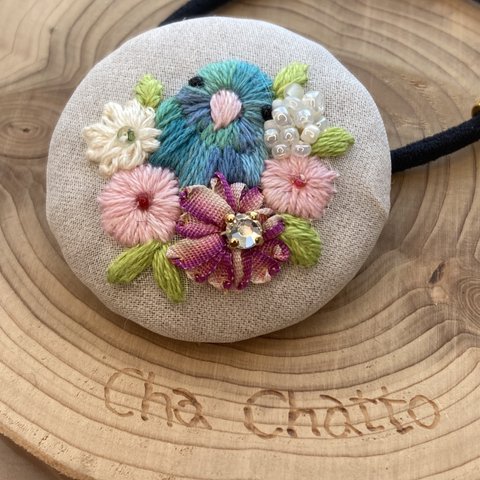 手刺繍ヘアゴム（マルメリハ）