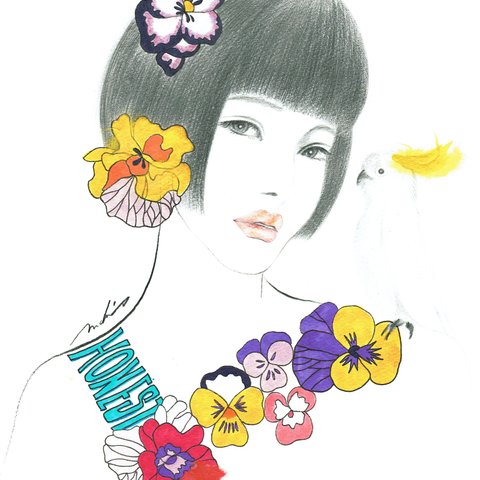 【原画】PANSY and BIRD with GIRL