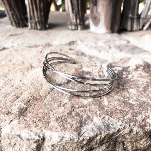 【Wクロス線】stainless_bangle