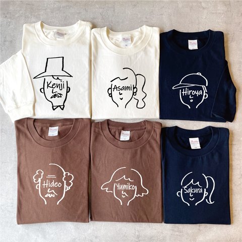 選べる家族6柄1枚【名前可】顔ネームロングスリーブTシャツ(長袖)【母の日迄にお届け4/29締切】