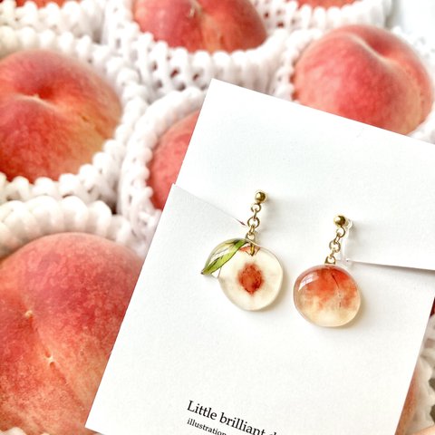 Peach earring｜白桃イヤリング・ピアス〔夏のフルーツ〕