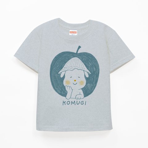 名前入り　名入れ　キッズTシャツ（帽子とワンちゃん/グレー）