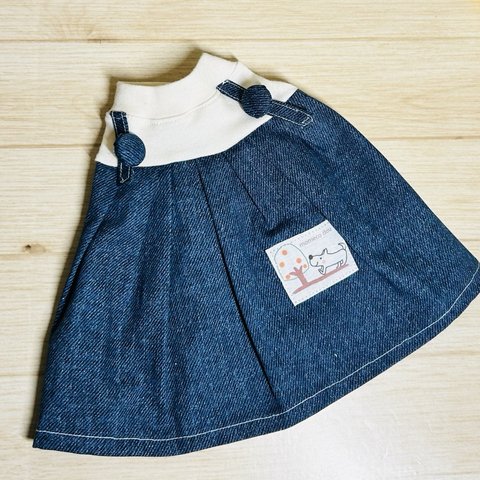 犬服　3S サロペット風ワンピ　デニム