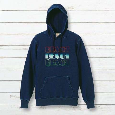 【BEACH】海＆ビーチフォトプリントデニムパーカー