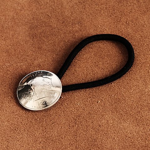 アメリカ 50州 25セント 23mm （アメリカバイソン）コンチョ ヘアゴム ブレスレット カンザス州記念硬貨 ワシントン メンズ レディース