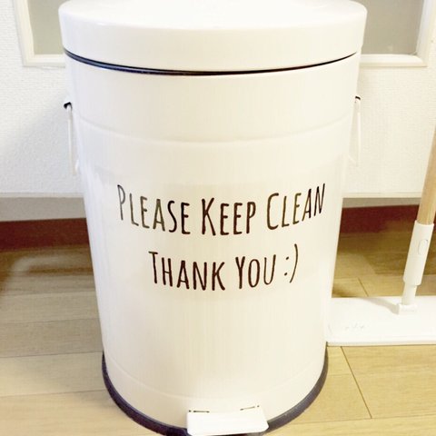 "please  keep clean "トイレやお風呂 ゴミ箱用ステッカー