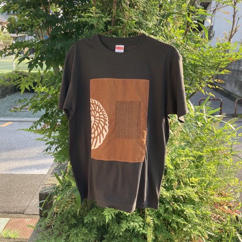 1948 size M 襤褸　リメイク　tシャツ 草木染め　古布　筒描き　筒描　ヴィンテージ　パッチワーク　刺し子