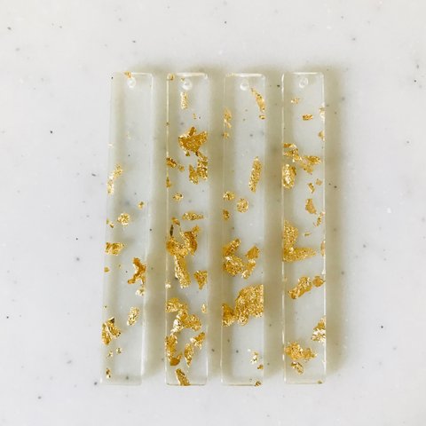Clear Gold Powder Rectangle Pendant Tops