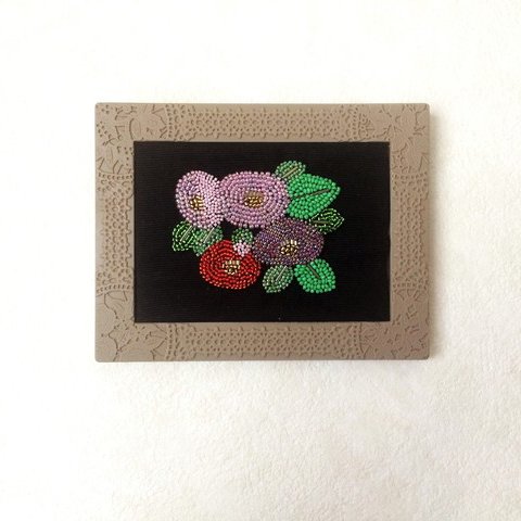 フラワービーズ刺繍　額装