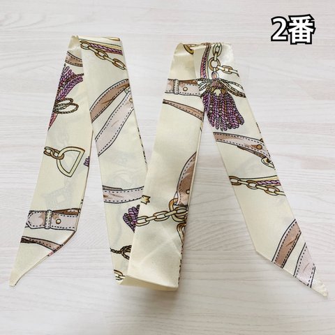  【2番】スカーフ ツイリー バッグスカーフ ツイリースカーフ リボンチャーム バンダナ ハンカチ 
