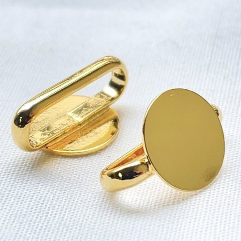 [2個] 日本製 帯留め金具(四分紐用) 9mm皿 ゴールド/真鍮製