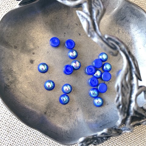 【4コセット】JIRI＊IVANA#czech beads#チェコガラス#チェコビーズ　cabochon 8㍉　AB cobalt