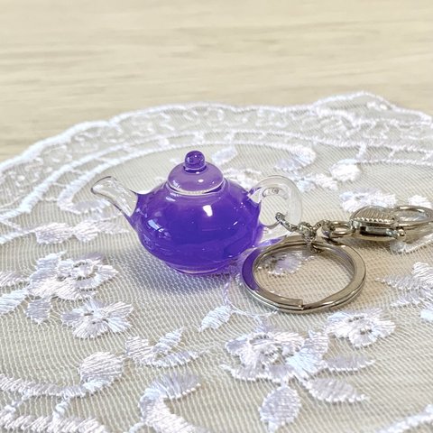 【立体】紫↔︎水色 色が変わるハーブティーキーホルダー