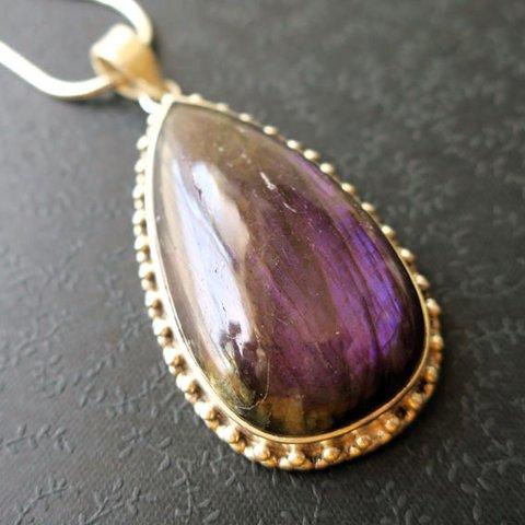 【送料無料】ピンクラブラドライト SV ペンダント b pink labradorite pendant