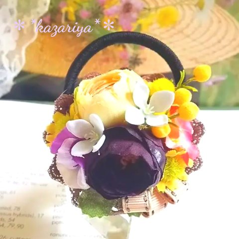 ＊*kazariya*＊お花畑のヘアゴム。。・*＊