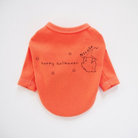 《9/24 21:00発売｠Happy HalloweenロンTee：orange【名入れ無料】半袖/袖無しへの変更可◎