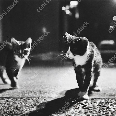 猫、レトロ、モノクロ、アート、古びた写真　conistock_21969_02