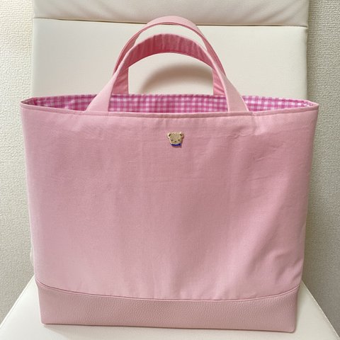 A4サイズレッスンバッグ♡バッグ♡ワッペン付き♡合皮使用