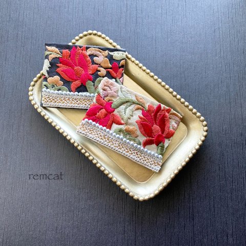 インド刺繍リボンのパッチンピン