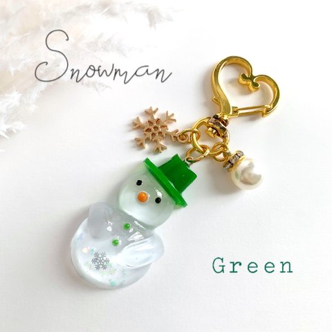 ⛄️＊キラキラ雪だるまキーホルダー GREEN