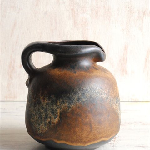 西ドイツ製 ヴィンテージ Art Pottery 陶器の花瓶 Fat Lava 花器 一輪挿し ミッドセンチュリー期 フラワーベース アンティーク_230320