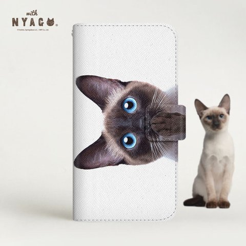  猫のスマホケース NYAGO 手帳型ケース 全機種対応［ チャコちゃん 肉球をペロペロするにゃ～。 ］No.2S2245