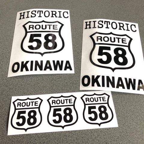 【 US root66 historic OKINAWA 58  001 】ルート ステッカー お得5枚セット 【カラー選択】送料無料♪ ハーレー カブ アメ車 