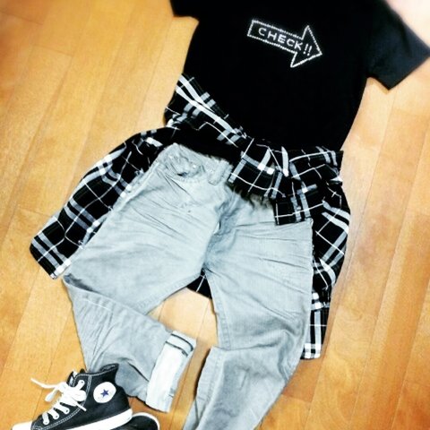 キラキラ☆check☆Tシャツ☆オソロコーデ