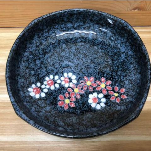 【新品】美濃焼製 小花散図鉄釉盛鉢 5個組 1個のサイズ/直径/約16cm×高さ/約4.5cm