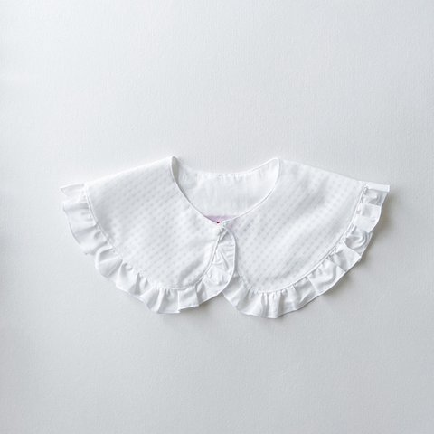  【120-150size】KIDS COLLAR/付け襟 フリル◎ white plaid(シースルーギンガム)