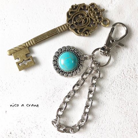 [キーチャーム]　silver×turquoise   キーチャーム