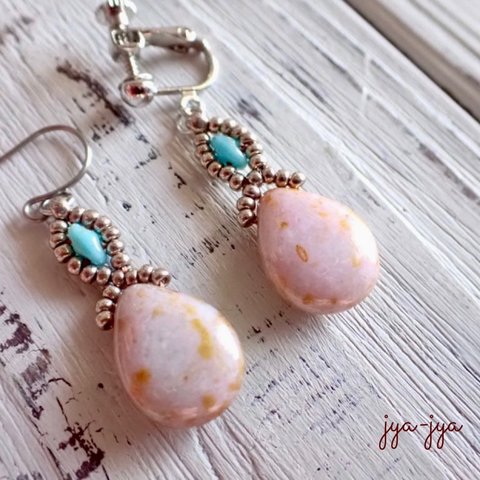 beads earrings ＊ opaque turquoise