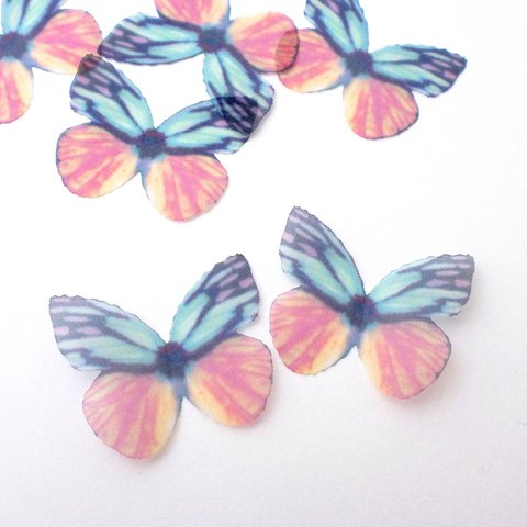 ちょうちょのパーツ 3cm オーガンジー・シフォン素材 蝶々パーツ グラデーション ブルー ピンク 52