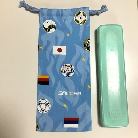 残りわずか‼️ w12×28cm 水色 サッカー 国旗 サッカーボール ワールドカップ箸袋はし箱袋はし袋