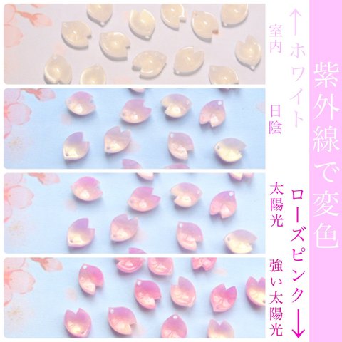 オリジナル新作★変色する桜の花びらパーツ　ホワイト