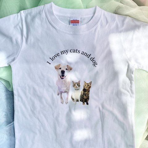 《うちの子専用Tシャツ・キッズサイズ》うちの子・洋服・犬・猫・写真入り・名入り・オーダーメイド