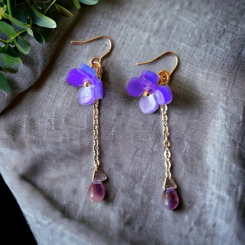 紫陽花の一粒ピアス/イヤリング