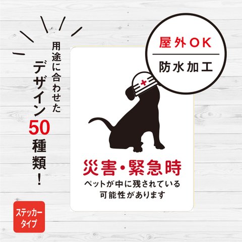 ステッカー おしゃれ 災害時ペット救助（ホワイト） 犬ステッカー 救助 対策 玄関 シール ドア いぬ 防水加工 雑貨