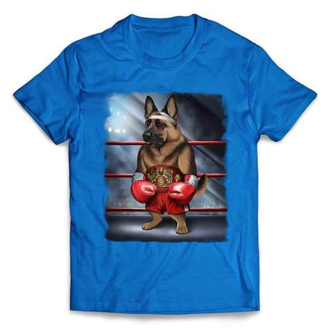 半袖Tシャツ ジャーマンシェパード 犬 いぬ ボクシング チャンピオン 筋肉 筋トレ by FOX REPUBLIC