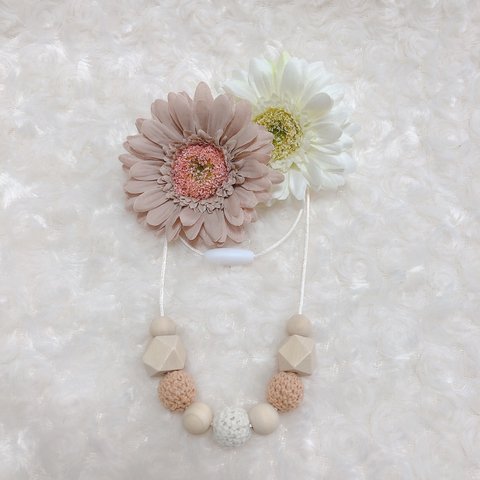 ❋no.23❋ beige wood 歯固めネックレス