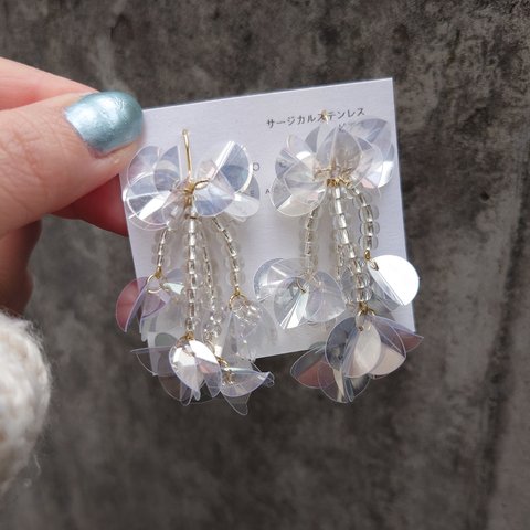 《pompon》clear mirror ピアス ／イヤリング