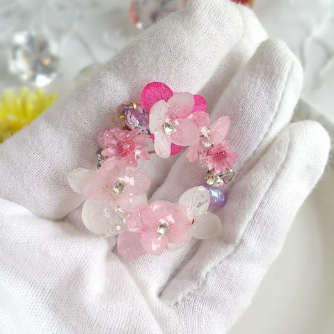 sale！素敵なピンク系紫陽花のブローチ　